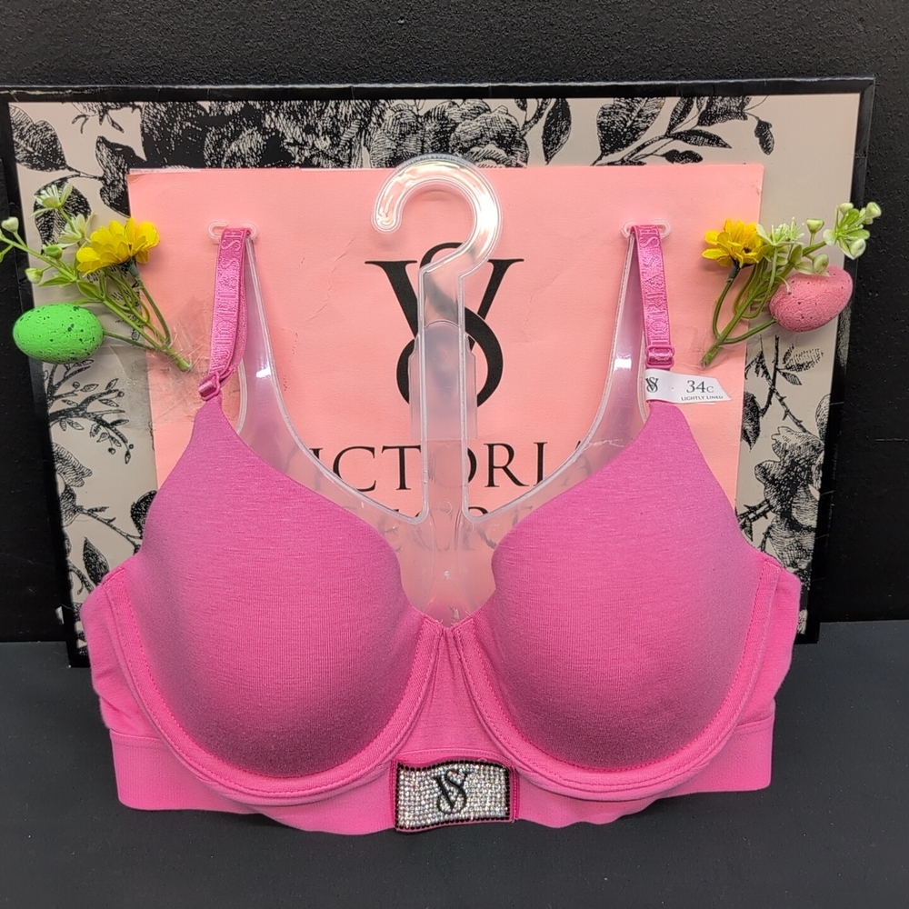 Victoria Secret The T Shirt Shine Patch Lightly Lined Demi Bra 34C Pink